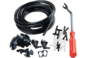 GZZTORES Windshield Washer Nozzles Hose Kit Compatible with Grand Cherokee Include 2 pcs Sprayer Nozzle&Gasket,4M Fluid Hose,12 pcs Hose Connectors,10 pcs Hood Retainers,1 Tool (90 degree washer nozzles)