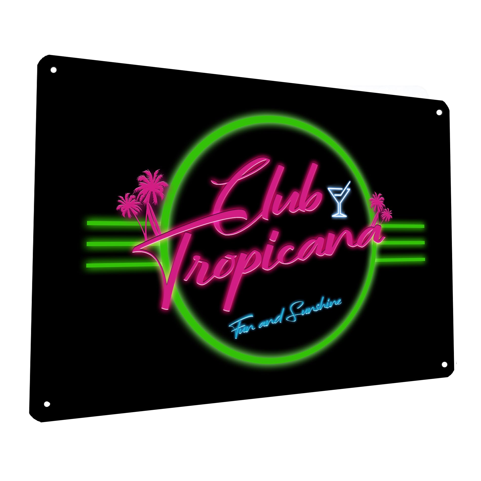Club Tropicana neon cocktail bar Wall art A4 metal sign