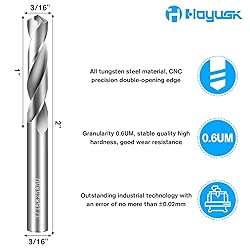 3/16" Drill Bits Solid Carbide Drill Bits, Tungsten
