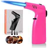 MR.COUNT Butane Torch,Refillable Blow Torch for Cooking,Adjustable Flame Creme Brulee Torch,Safety Lock for Cooking,Butane Gas not Included (PINK)