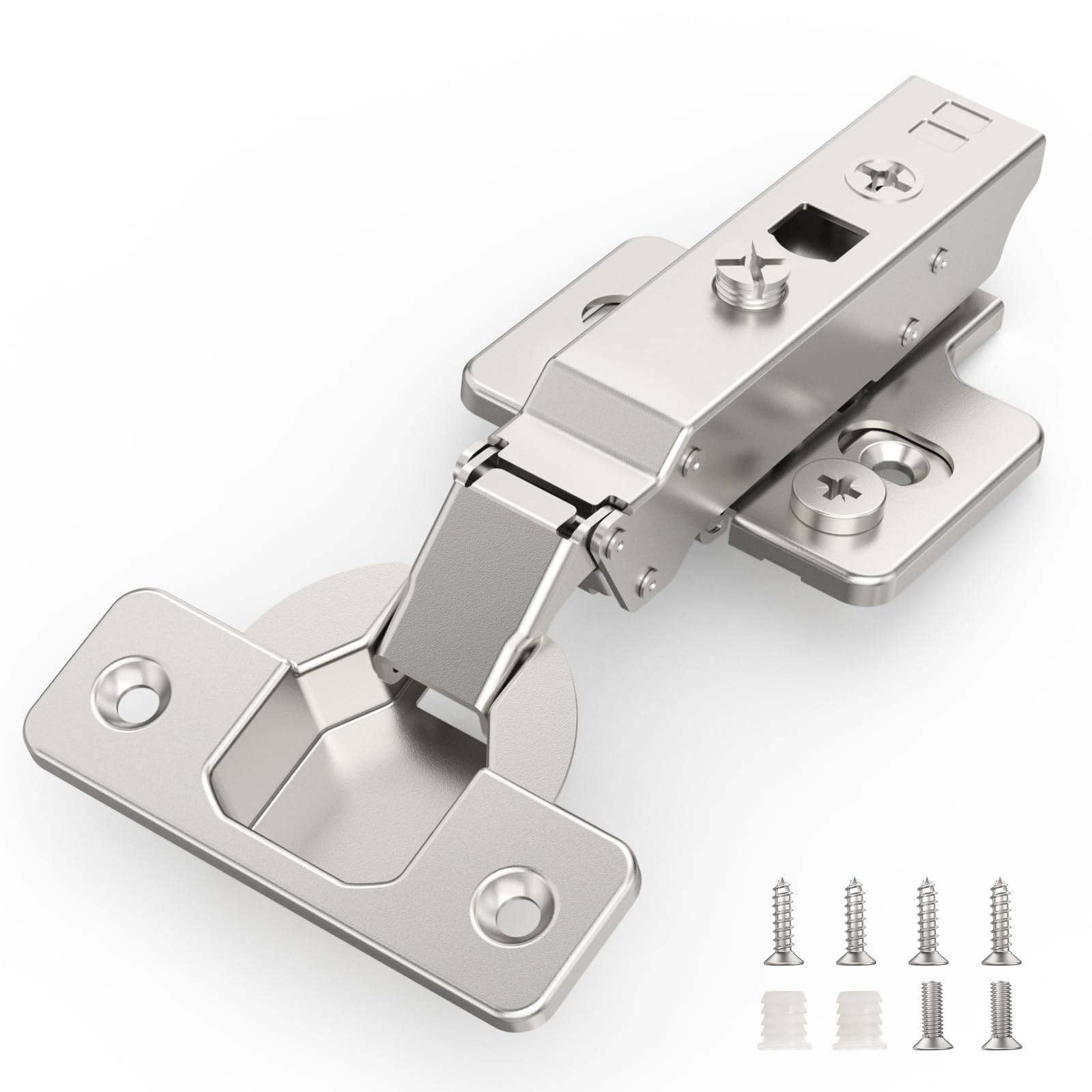 Photo 1 of Chibery 2 Pack 120° Full Overlay Frameless Soft Close Cabinet Hinge, Euro Concealed, 45mm, Easy Mounting Base, 3D Adjustable Clip-On Plate, Slow Shut, Crash Prevention Cupboard Heavy Door Replacement