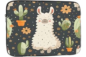 Cartoon Alpaca Cactus Laptop Sleeve Case 15 Inch Laptop Sleeve Bag Portable Notebook Computer Carrying Cover Lightweight Poly