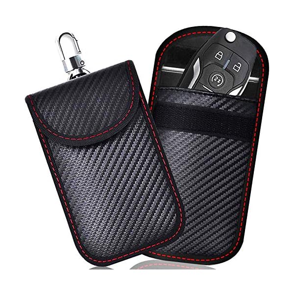 2 PACK Kleine Faraday Zak voor Autosleutels, Autosleutelsignaal Blokkeerzak voor Auto, RFID-Sleutelzak Faraday Tas voor…