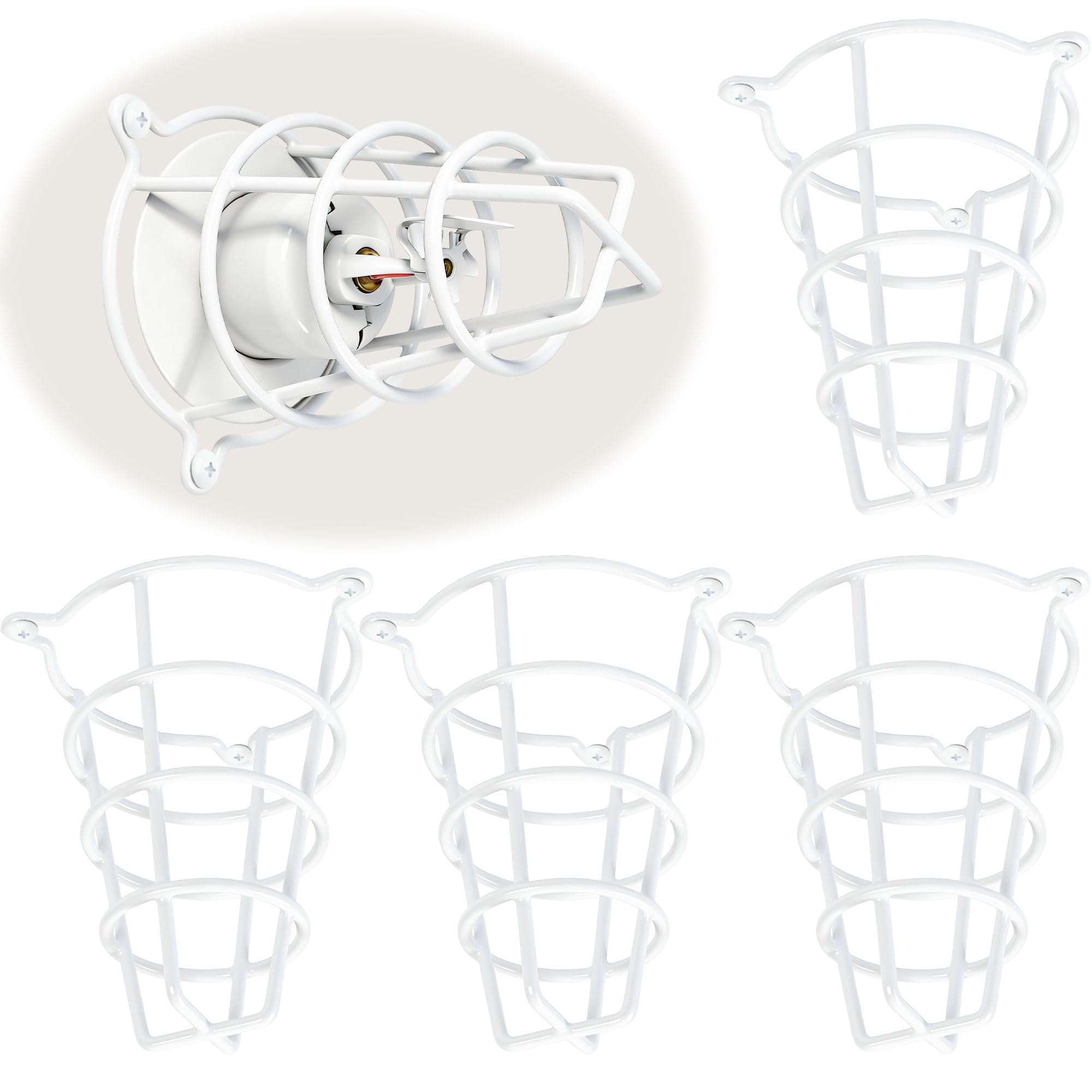 Happy Tree (4 Pack) White Fire Sprinkler Head Guard Cover for Both 1/2" & 3/4" Sprinkler Head 6" Deep Cage