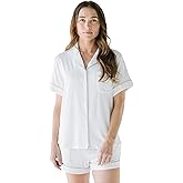 Cozy Earth Women’s Short Sleeve Pajama Set - Relaxed Fit with Adjustable Waistband & Side Pockets - Women’s Sleepwear