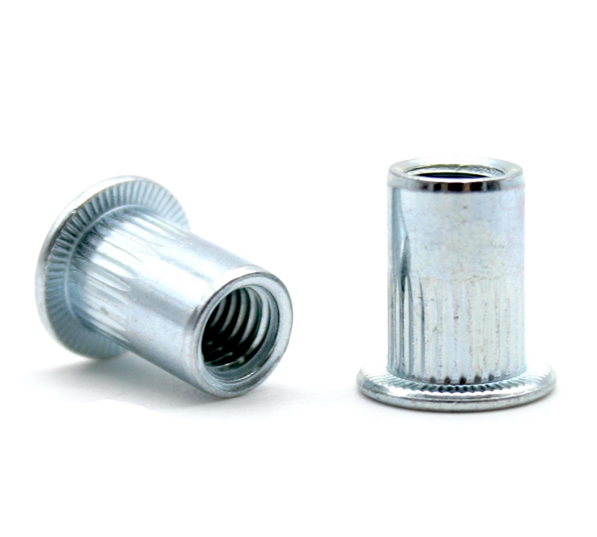 DOJA Industrial | M6 Steel Blind Rivet Nuts | Pack 50 | Metric Flat Head Threaded Nut | Flange Thread Insert Rivets | Rivnut Tool Inserts for Rivet Gun | Nutsert Pop Rivets for Furniture, Decoration
