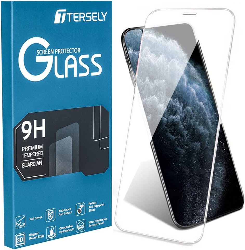 Tersely 6D Full Cover Tempered Glass Screen Protector for Apple iPhone 11 Pro/X XS, Full Coverage Case-Friendly Film Guard Full Cover Crystal for Apple iPhone 11 Pro/X XS (5.8 inch) - Transparent