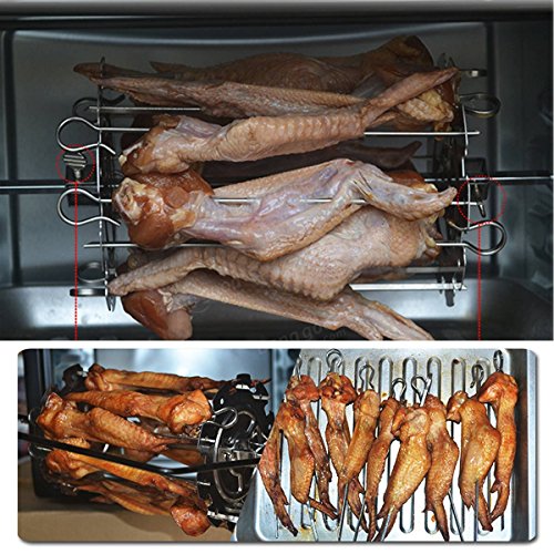 UL BBQ Steel Metal Roaster Rotisserie Skewers Needle Cage Oven Kebab Maker Grill