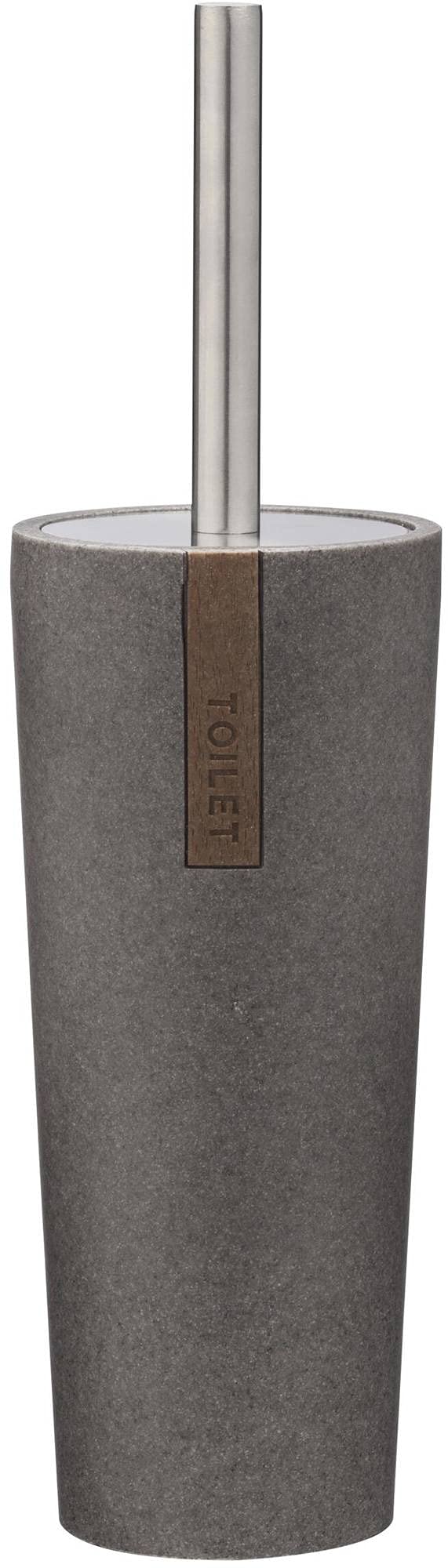 Sealskin Pierra Toilet Brush and Holder, Polyresin, Grey, 9.7 x 35 x 9.7 cm