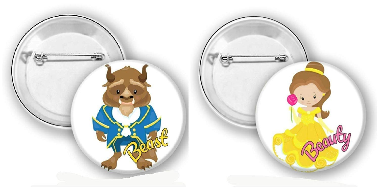 HandmadeBeauty Beast Theme Boy Girl Gender Reveal Decorations Baby Shower Party Favors Pin Back Buttons 1-3/4"