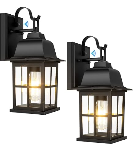 Dusk To Dawn Outdoor Wall Lights 2-Pack – Up/Down Porch Lights With Photocell, Black Aluminum Waterproof Housing, GU10 LED Bulbs Included, For Patio, Garage, Entryway