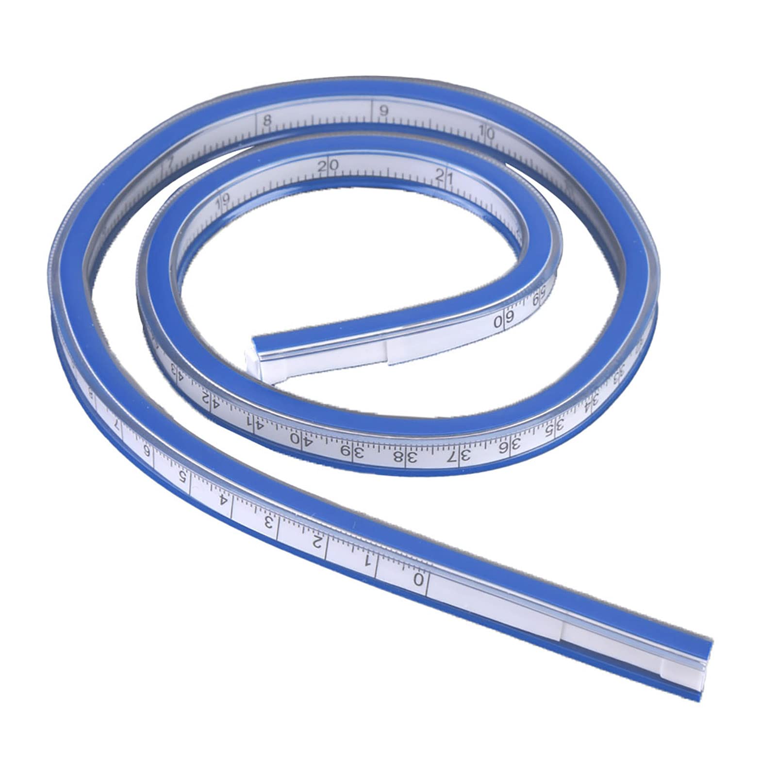 TOPINCN Craft Supplies Flexible Rule, Sewing Rulers Curve Ruler, Blue White Curve Ruler for Drafting for Engineering(60cm/23.6in)