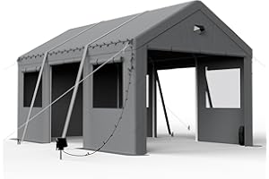 Benass 10x16 Carport Canopy with Side Doors, Heavy Duty Car Ports with Sidewalls, Portable Garage Carports with Roll Up Drive Through Doors, Grey