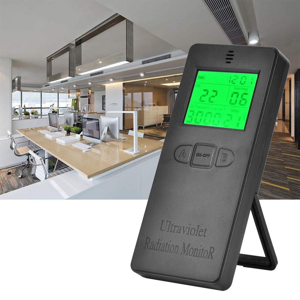 Radiation Detector, UV Tester LCD Portable Digital Ultraviolet Radiation Detector UV UVI Meter Tester with Temperature Display