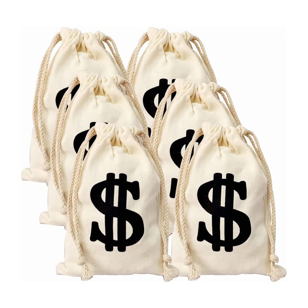 Toyvian Sign Drawstring Bags 6-Pack Money Treat Bags for Pirate Themed Party Candy Storage and Cosplay Props 9.45X6.69In