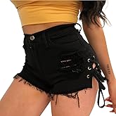Liposhion Women's Ripped Distressed Skinny Denim Shorts Sexy Ripped Jean Hot Pants Shorts for Women