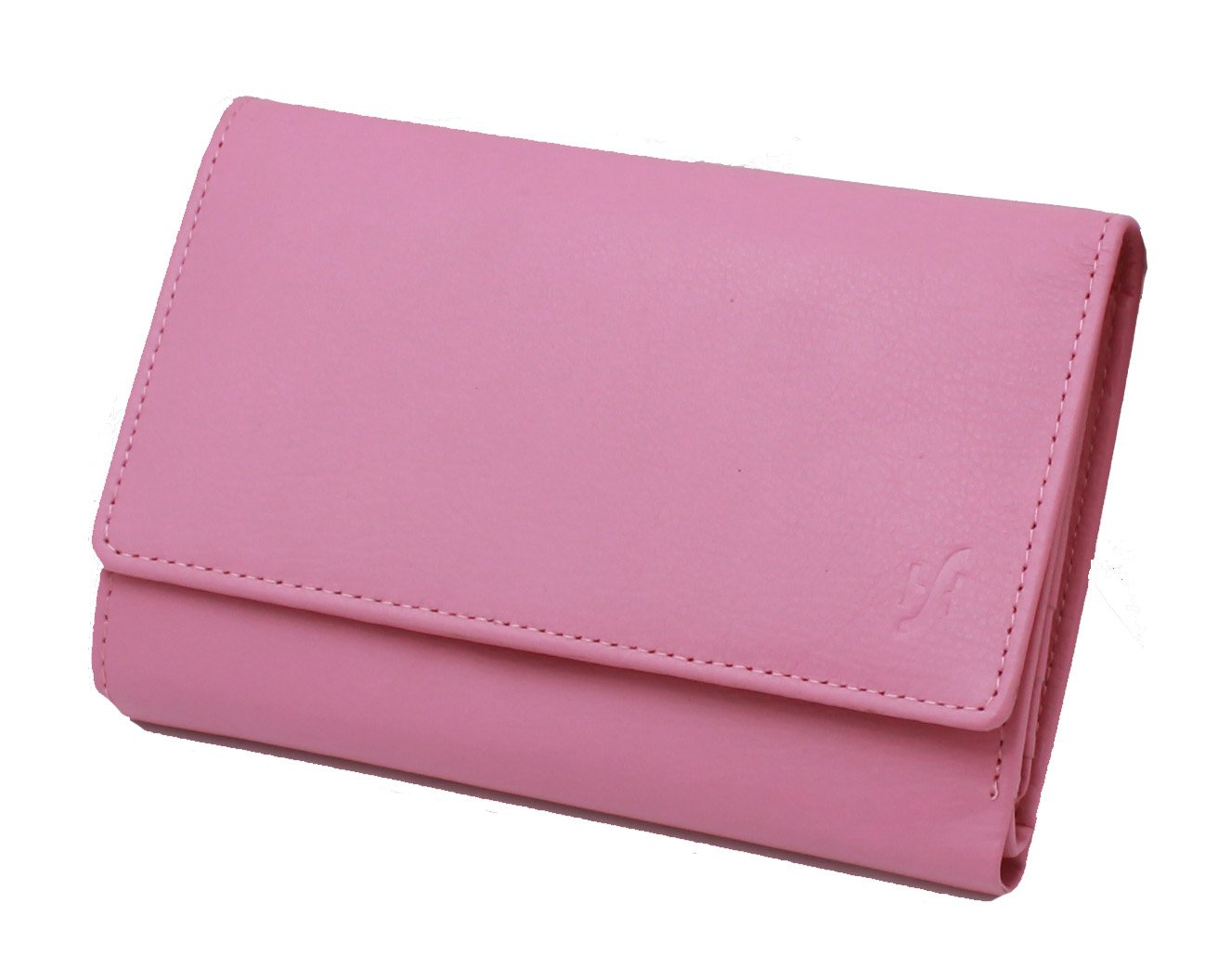 STARHIDE Women's RFID Blocking Purse, Genuine Leather Trifold Clutch Wallet, Multi Credit Card Holder with Zipped Pocket, Gift Boxed 5515 (Pink)