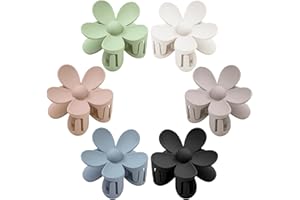 TETIZO Flower Hair Clips 6 PCS Flower Claw Clips Cute Hair Claw Clip Daisy Clips Matte Large Claw Clips Strong Hold Jaw Clamps Thick Hair Accessories Thin Hair Claw 6 Color for Women Girl Gift