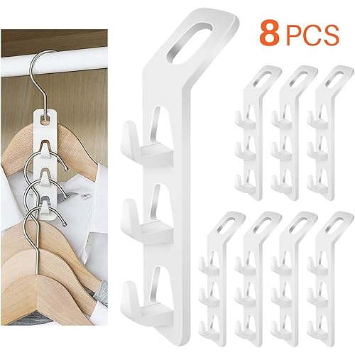 WINIT Cascading Clothes Hanger Hooks,Space Saving Series Multi-Function Multi-Layer Cabinet Clothes Connection Folding Storage Clothes Rack Hanger Household Strong Load-Bearing Closet Hook (8pcs)