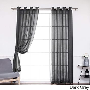 2 Pieces 96 Inch Dark Grey Color Gazebo Curtains Set Pair