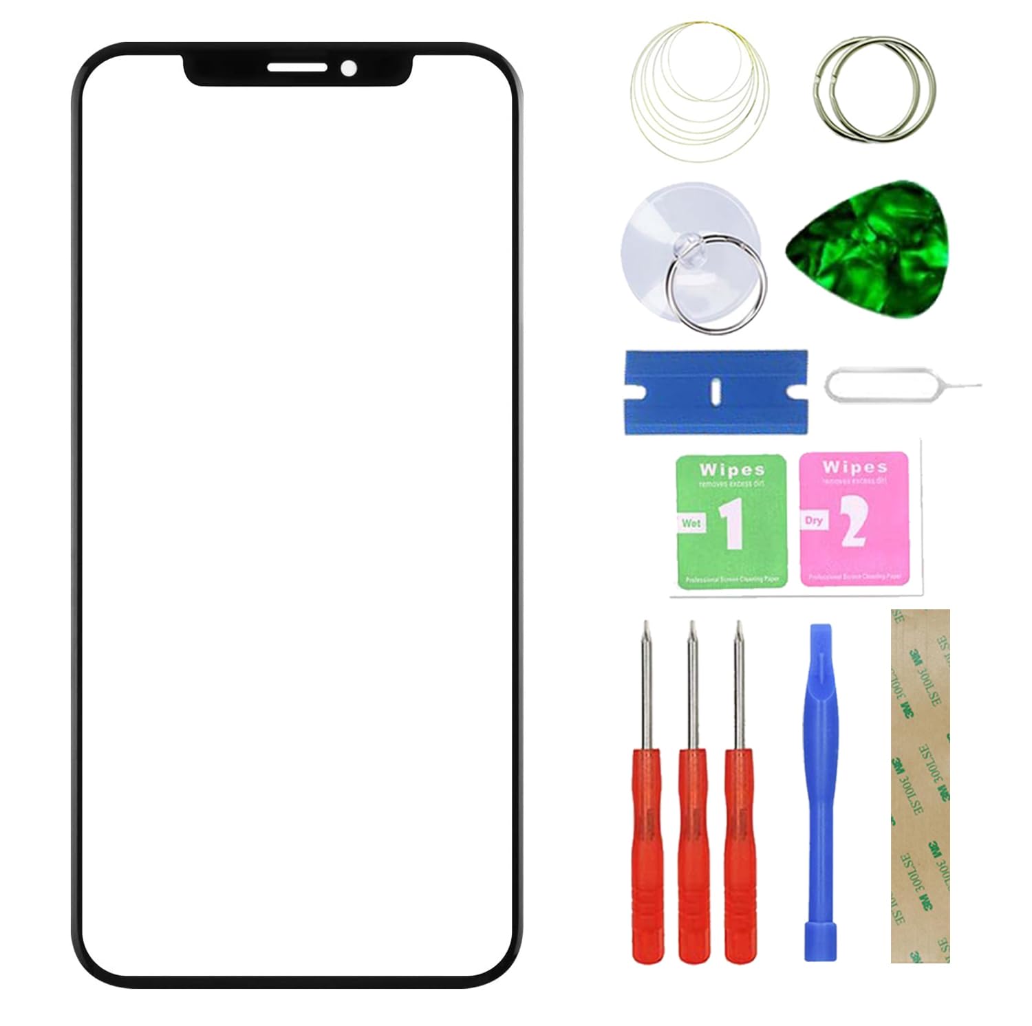 MovTEK Screen Replacement Front Glass +OCA compatible with iPhone 12/12 Pro (No Touch and LCD Display) with Repair Kit -6.1"