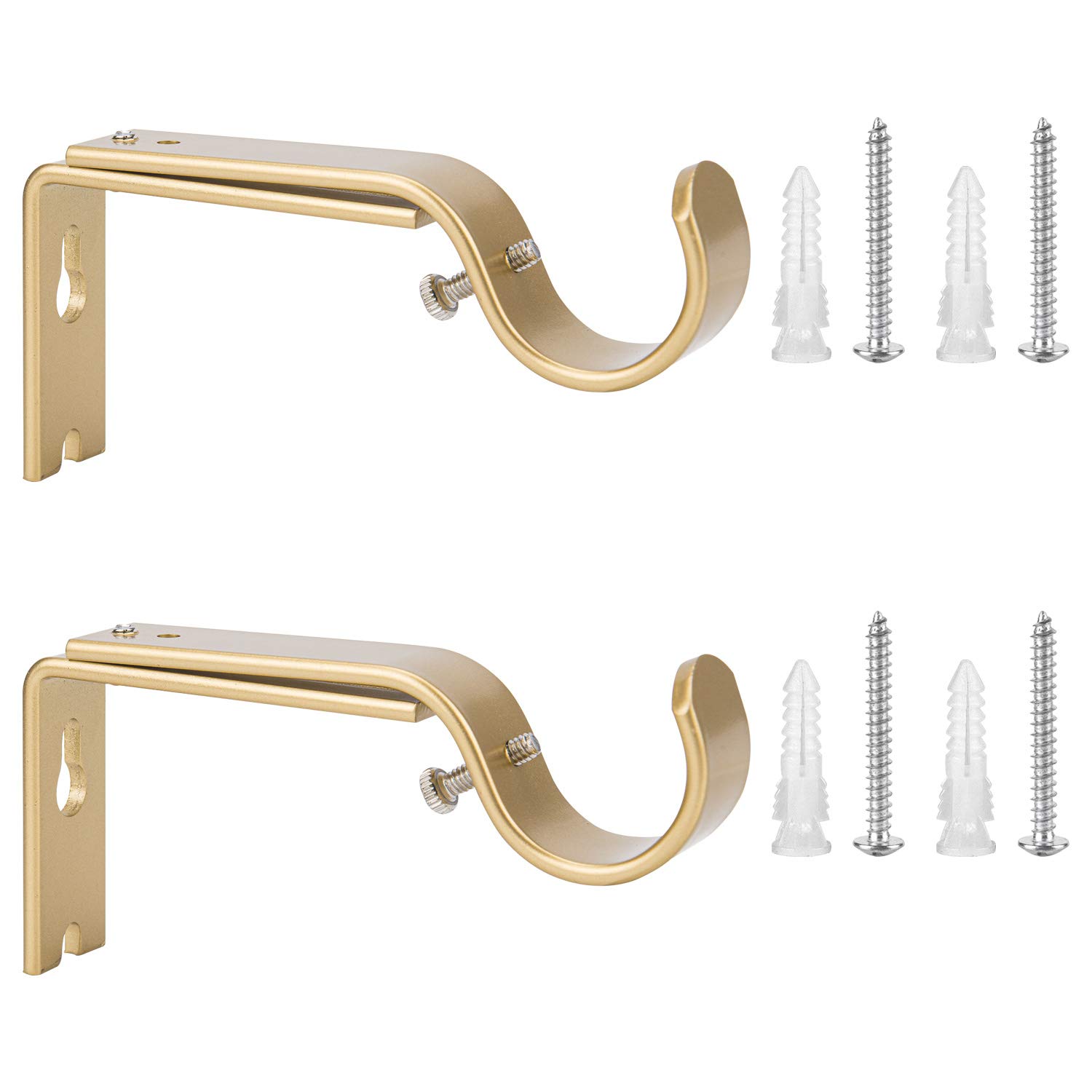 Photo 1 of Ycolnaefllr Set of 2 Golden Heavy Duty Adjustable Curtain Rod Brackets Holders Curtain Rod Hanging Brackets for 1 Inch Rod