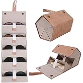 Winfox Travel Sunglasses Organizer, 5-Slot Foldable Eyeglasses Holder for Storage, Christmas Gifts for Women Men, Travel Case