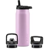 ZULU Base 32oz Stainless Steel Water Bottle with 3 Lids- Straw, Chug, Twist | Double Walled and Vacuum Insulated Metal Thermos | For Gym, Outdoor | Built in Carry Loop, Dishwasher Safe, Pink
