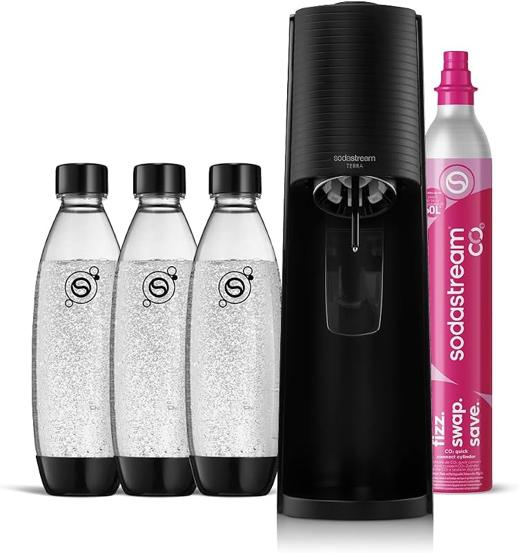 Terra – Máquina para fazer água com gás e bebidas, pretas