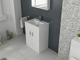 VeeBath Sphinx 600mm Free Standing Vanity Unit & Rectangular Sink White view 5