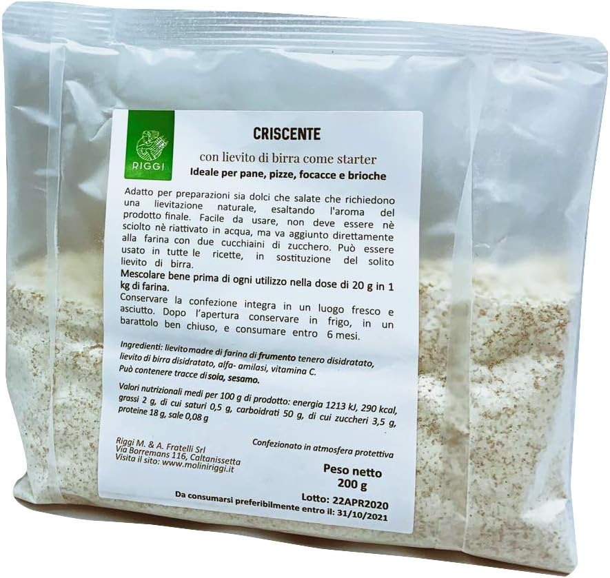 3 Packs of 200gr of Criscente Dehydrated Active Dry Yeast 100% Italian Molini Riggi