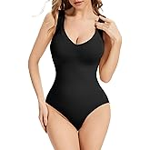ciksob Bodysuits for Women Tummy Control Shapewear Seamless Body Suit Sexy V Neck Top Body Shaper