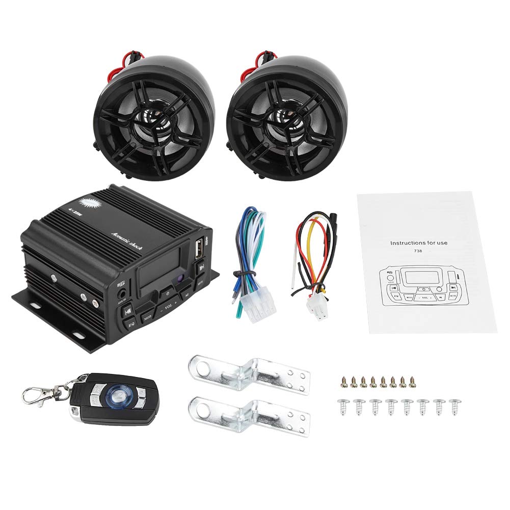 Hlyjoon Motorcycle Audio Sound System with LCD Display and Remote Control Waterproof MP3 Player TF C