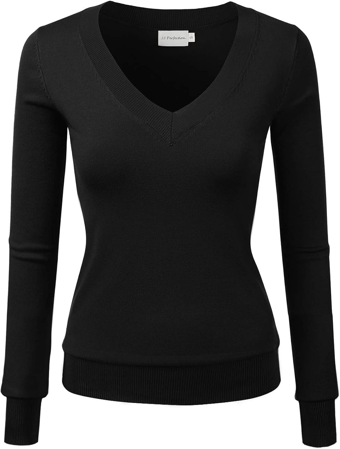 JJ Perfection Women's Simple VNeck Pullover Soft Knit Sweater at