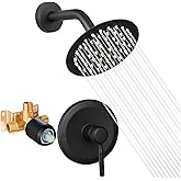 Black Shower Head And Faucet Set Complete With Valve Shower Fixtures With 6 Inch High Pressure Rain Shower Head Trim kit Regaderas Para bBaño Modernas