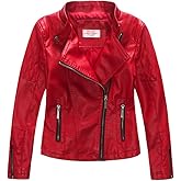 LJYH Girls Faux Leather Quilted Shoulder Motorcycle Jackets Kids Spring Moto Biker Coats