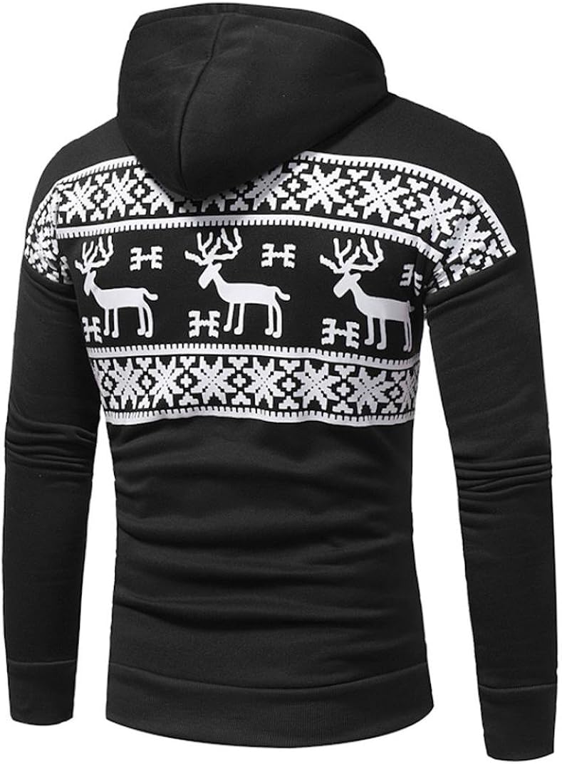 Hooded christmas reindeer and snowflake print hoodie Clearance