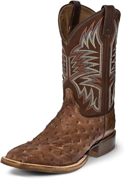 justin full quill ostrich roper boots cognac