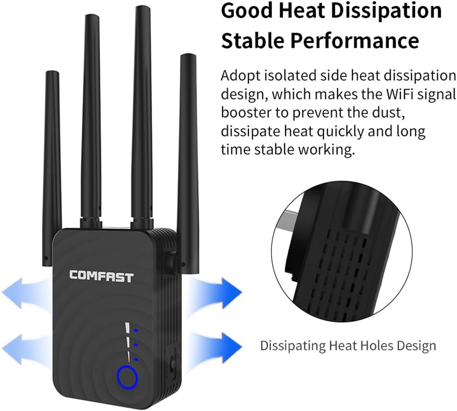 WiFi Range Extender Signal Booster for Home, 1200Mbps Repeater 2500FT 2.4 & 5GHz Dual Band WPS Booster WPS Easy Setup, Work with Any WiFi Routers Enjoy Gaming Movies: Computers & Accessories