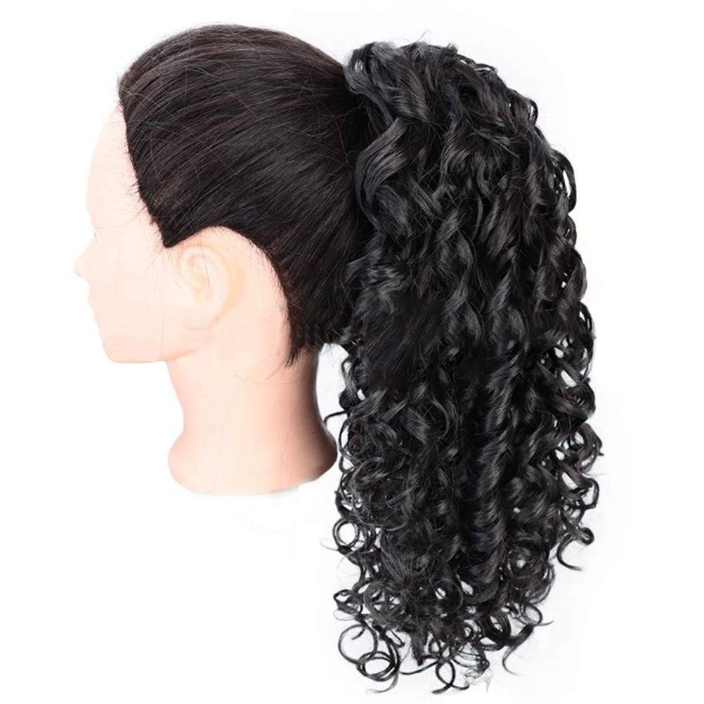Yooyg Afro Kinky Curly Ponytail for Black Women Drawstring Ponytail Synthetic Hair, Extension Afro Drawstring Curly Ponytail with Clip-in Hairpiece