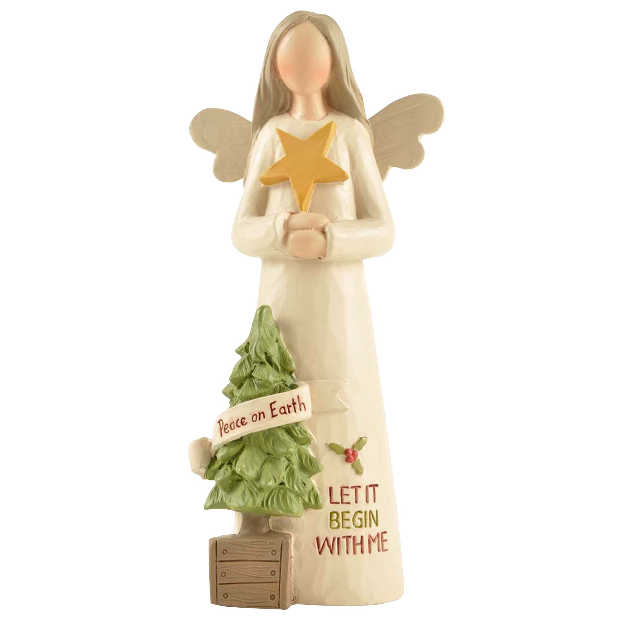 Feather & Grace Holding Heart, Figurine for Women & Men, Statue for Christmas Decor, Guardian Angel Ornament Gifts-Resins-Multi, one Size