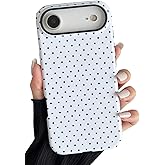 Longlayss Compatible with iPhone 17 Air Case Cute Aesthetic Polka Dot Phone Case for Women Girl Shockproof Slim TPU and Hard PC Protective Cover (White)