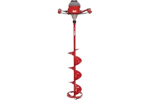 Eskimo E40 Electric Ice Fishing Auger, Full Power 40v Lithium-ion Battery, Lightweight Powerhead, Turbo Cutting System, Multi-Edge Blades, Red