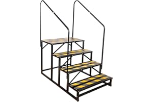 TOCRETOARE RV Steps with Handrail, Hot Tub Steps with Handrail, Portable Stairs Steps for 5th Wheel RV, Mobile Home Stairs Outdoor RV Step (4 Steps with 2 Handrails)