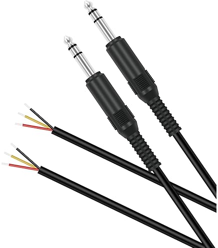 Stereo Audio Jack Plug – 1/4 Inch (6.35mm) Male, Solder Terminals – 2 Pack
