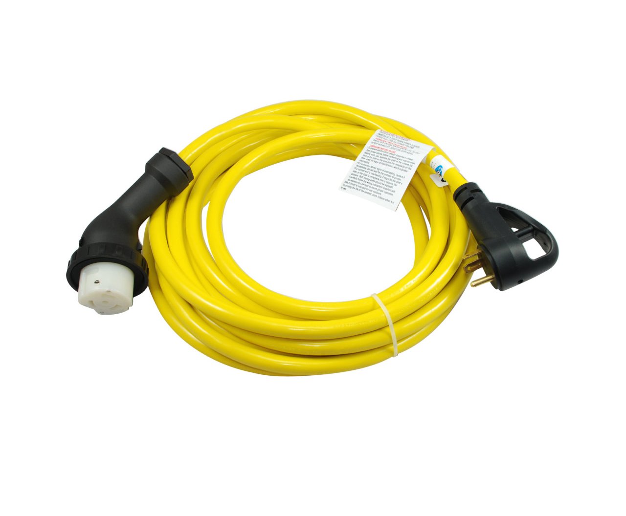 Conntek RV 30 Amp Male Plug to 50 Amp 125/250 Volt Locking Connector Cable with Glowing Strip (White, 25-Feet)