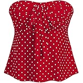 Milumia Women's Polka Dots Tube Tops Y2k Strapless Pleated Babydoll Peplum Top