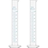Affrolling 2 Pack 250 ml Plastic Graduated Cylinder Hydrometer Test Tube | 250 ml Graduated Cylinder, Lab Cylinder Science Measuring Tube, Lab Equipment Chemistry, for Test Hydrometer Science Projects
