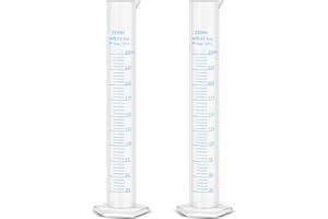 Affrolling 2 Pack 250ml Plastic Graduated Cylinder Hydrometer Test Tube Science Measuring Transparent Durable Lab Tube Milliliter Graduated Cylinder for Test Hydrometer Science Projects