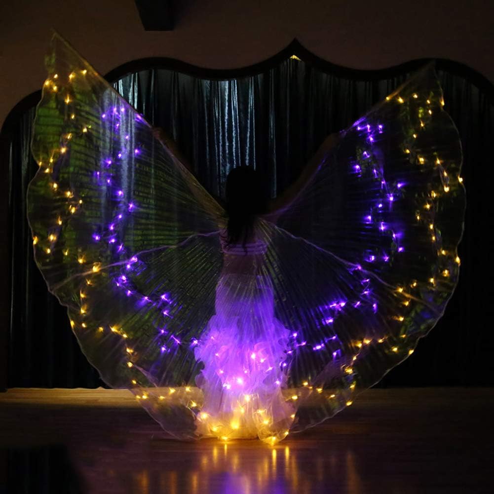 Belly Dance LED Isis Wings Glow Light Up Costumes with Sticks